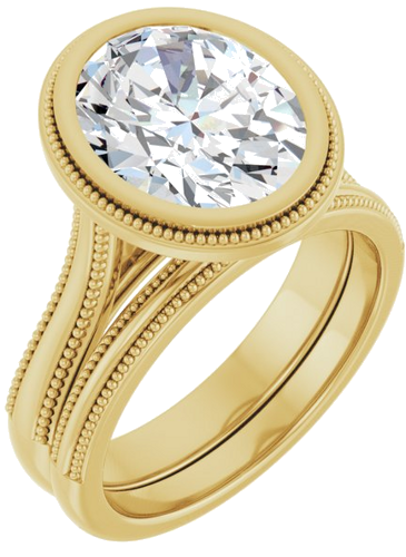 Sužadėtuvių Žiedas „Solitaire“ 585 Geltonojo Aukso Oval 11mm x 9mm (6)