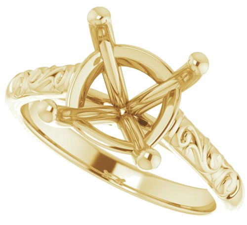 14K Yellow 9 mm Cushion Solitaire Engagement Ring Mounting (5)