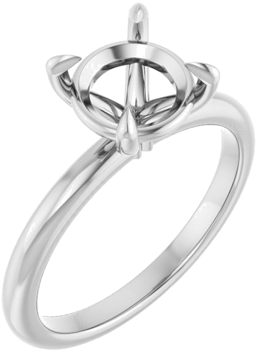 14K White 8.2 mm Round Solitaire Engagement Ring Mounting (1)