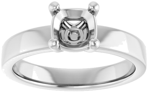 14K White 6 mm Cushion Solitaire Engagement Ring Mounting (3)