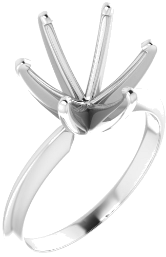 14K White 10.2-10.6 mm Round 6-Prong Solitaire Ring Mounting (1)