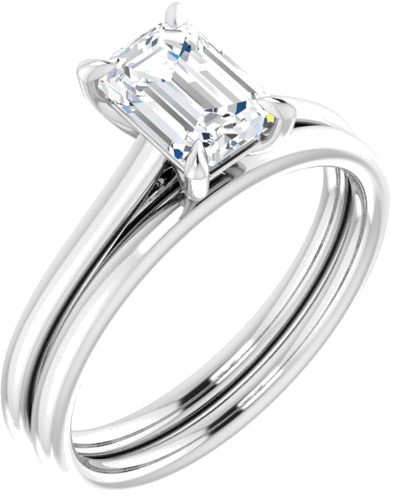 10K White  7x5 mm Emerald Solitaire Engagement Ring Mounting (6)