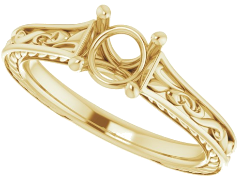 14K Yellow  6 mm Round Solitaire Engagement Ring Mounting (5)