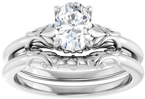 14K White  7x5 mm Oval Solitaire Engagement Ring Mounting (8)