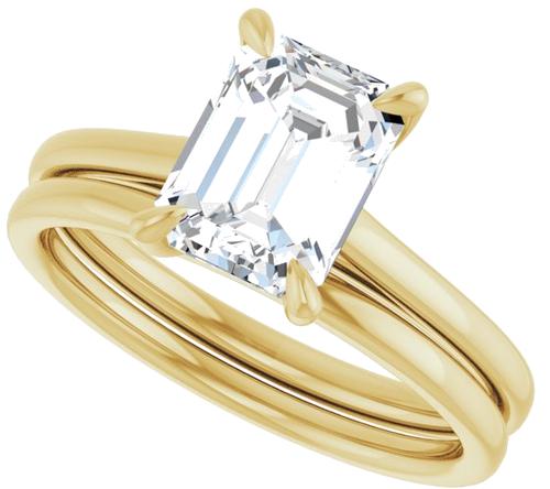 14K Yellow  8x6 mm Emerald Solitaire Engagement Ring Mounting (10)