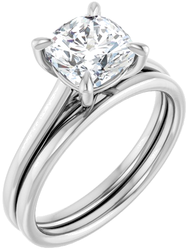 Platinum  7 mm Cushion Solitaire Engagement Ring Mounting (6)