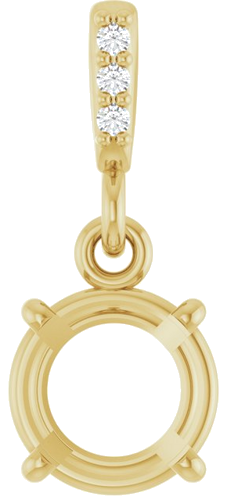 14K Yellow 6.5 mm Round .01 Natural Diamond Semi-Set Pendant (1)