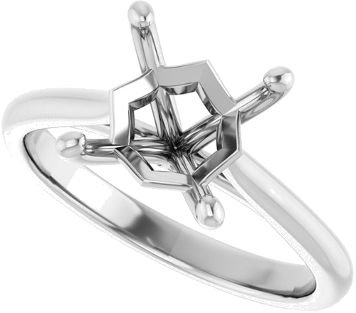 14K White 7 mm Square Solitaire Engagement Ring Mounting (5)