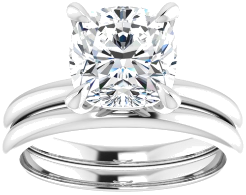 Platinum  8x8 mm Cushion Solitaire Engagement Ring Mounting (8)