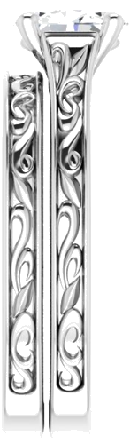 Sužadėtuvių Žiedas „Scroll Solitaire“ 585 Baltojo Aukso Oval 7mm x 5mm (9)