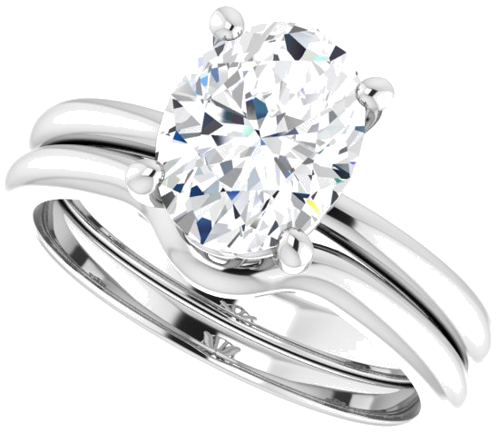 14K White 9x7 mm Oval Solitaire Engagement Ring Mounting (10)