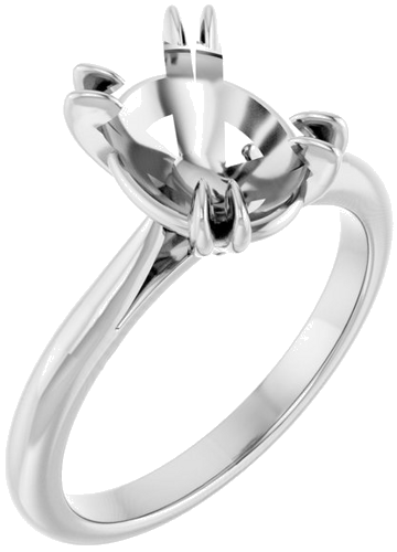 14K White 10 x 8 mm Oval Engagement Ring Mounting (1)