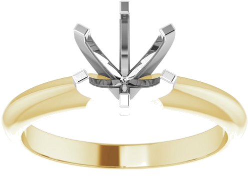 14K Yellow   White 6-6.6 mm Round 6-Prong Solitaire Ring Mounting (3)