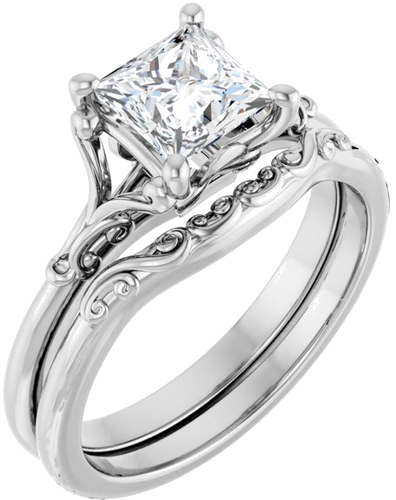 14K White 5.5 mm Square Solitaire Engagement Ring Mounting (6)