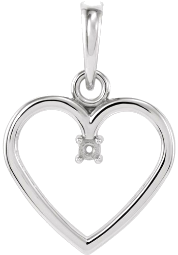 14K White 1.5 mm Round Heart Pendant Mounting (1)