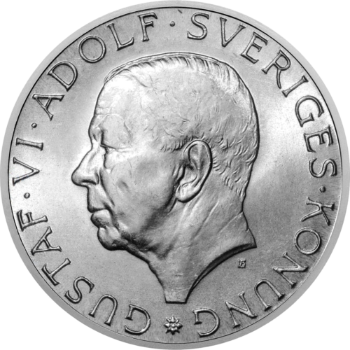 10 Kronų Gustavo VI jubiliejus Švedijos sidabrinė moneta (1)