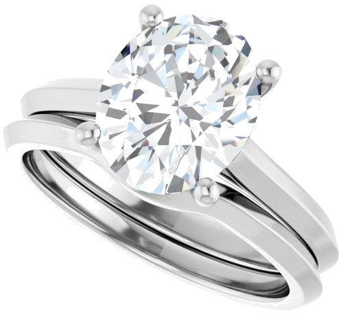 14K White 10x8 mm Oval Solitaire Engagement Ring Mounting (10)