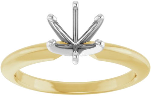 14K Yellow   White 6-6.6 mm Round 6-Prong Comfort-Fit Solitaire Ring Mounting (3)