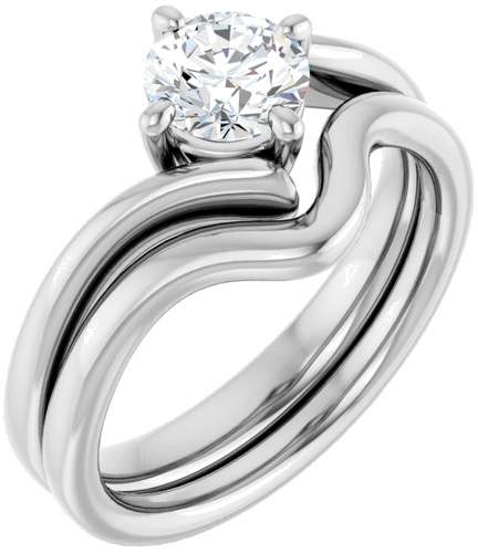Sužadėtuvių Žiedas „Solitaire“ 585 Baltojo Aukso Round 5.8mm (6)