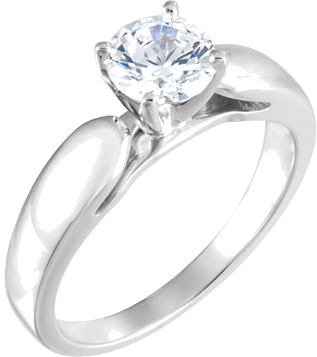 14K White 6 mm Round Engagement Ring Mounting (3)