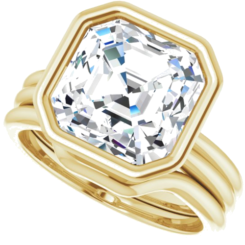 14K Yellow 10 mm Asscher Engagement Ring Mounting (10)