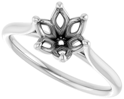 14K White 7 mm Round Engagement Ring Mounting (5)