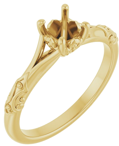 14K Yellow 5.2 mm Round Solitaire Engagement Ring Mounting (1)