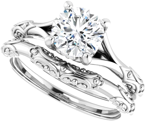 14K White 6.5 mm Round Solitaire Engagement Ring Mounting (10)