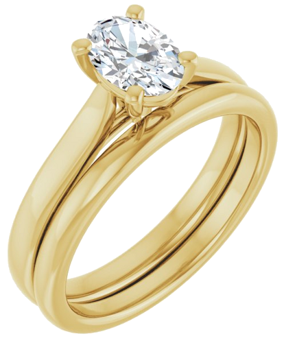 Sužadėtuvių Žiedas „Solitaire“ 585 Geltonojo Aukso Oval 7mm x 5mm (6)