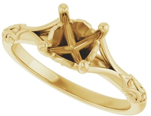 14K Yellow 6.5 mm Round Solitaire Engagement Ring Mounting (5)