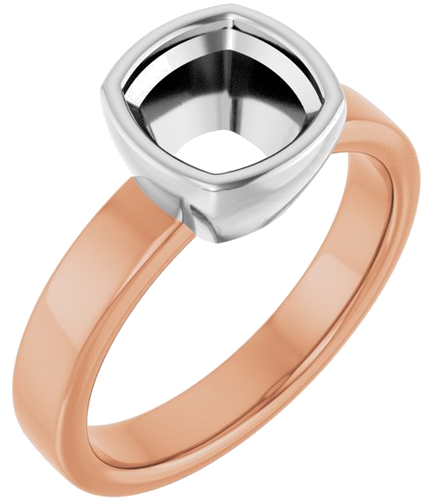 Sužadėtuvių Žiedas „Solitaire“ 585 Baltojo Ir Rožinis Aukso Cushion 7mm (1)