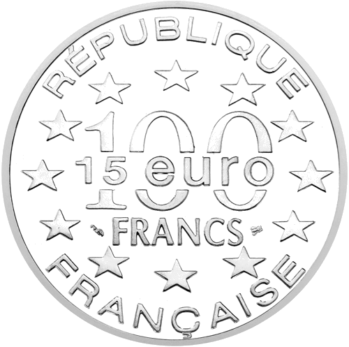 100 franki Mazā nāriņa 1997 Francija sudraba monēta (2)