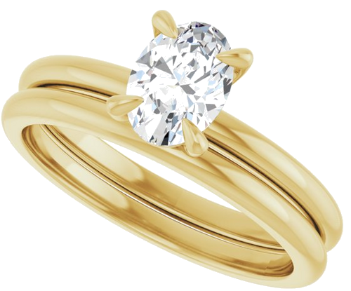 Sužadėtuvių Žiedas „Solitaire“ 585 Geltonojo Aukso Oval 7mm x 5mm (10)