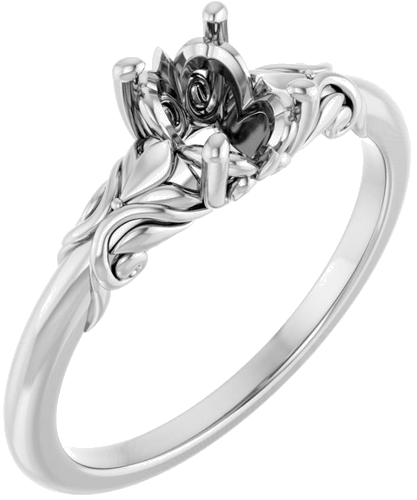 14K White  7x5 mm Oval Solitaire Engagement Ring Mounting (1)