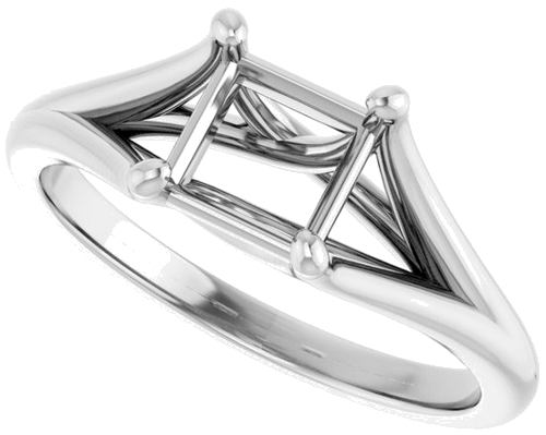 14K White 5.5 mm Square Solitaire Engagement Ring Mounting (5)