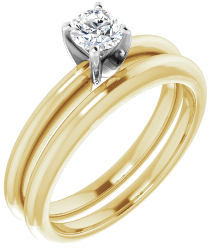 14K Yellow   White  4.4 mm Round Solitaire Engagement Ring Mounting (6)