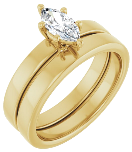 Sužadėtuvių Žiedas „Solitaire“ 585 Geltonojo Aukso Marquise 8mm x 4mm (6)