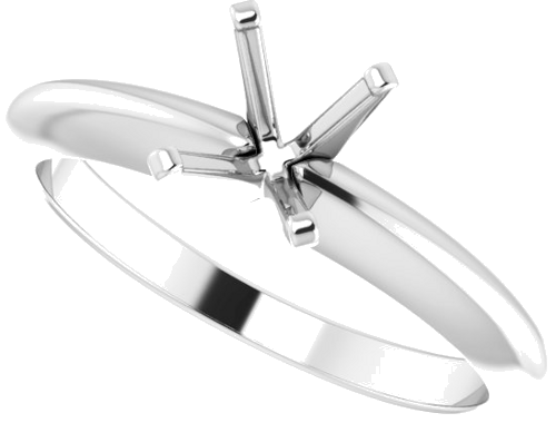 14K White 6x4 mm Emerald Solitaire Engagement Ring Mounting (5)