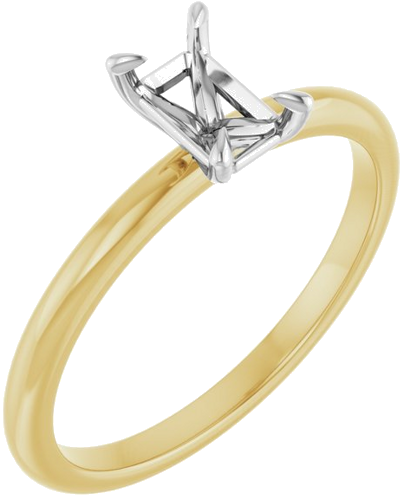 14K Yellow White 6 x 4 mm Emerald Engagement Ring Mounting (1)