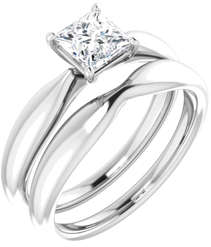 14K White  5 mm Square Solitaire Engagement Ring Mounting (6)