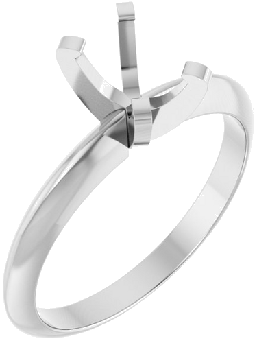 14K White 6.5x4.5 mm Oval Solitaire Engagement Ring Mounting (1)