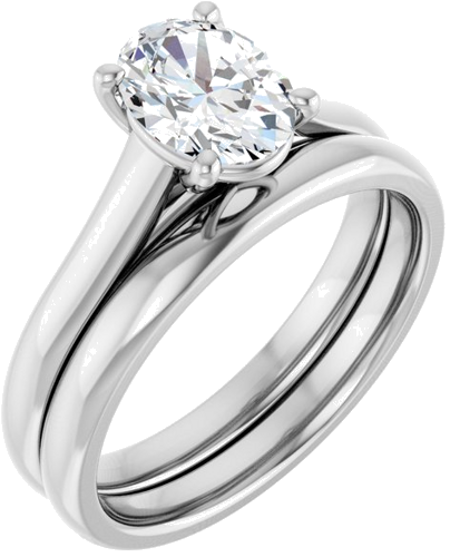 Sužadėtuvių Žiedas „Solitaire“ 585 Baltojo Aukso Oval 8mm x 6mm (6)