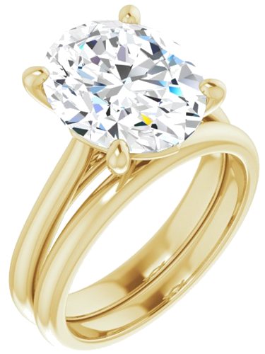 Sužadėtuvių Žiedas „Solitaire“ 585 Geltonojo Aukso Oval 12mm x 10mm (6)