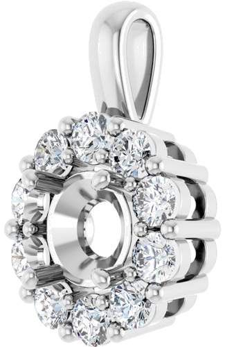 14K White 6 mm Round 1 2 CTW Natural Diamond Semi-Set Pendant (2)