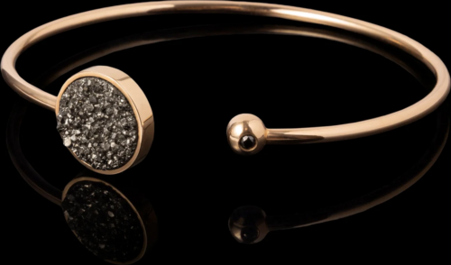 Златна гривна с черен диамант и кварцова дриуза ROCK&ROLL (2)