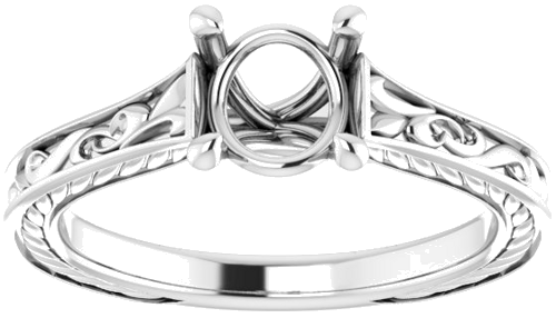 14K White 6.5 mm Round Engagement Ring Mounting (3)