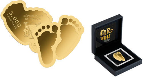 1/1000 oz Baby Feet 3000 франка Чад златна монета (1)
