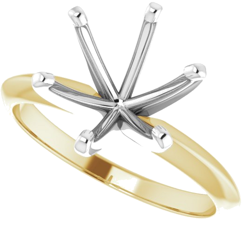 14K Yellow   White 9.1-9.7 mm Round 6-Prong Solitaire Ring Mounting (5)