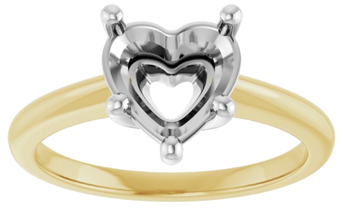14K Yellow White 8x8 mm Heart Solitaire Engagement Ring Mounting (3)