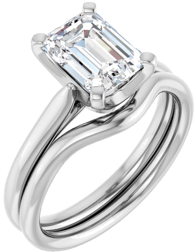 Sužadėtuvių Žiedas „Solitaire“ 585 Baltojo Aukso Emerald 8mm x 6mm (6)